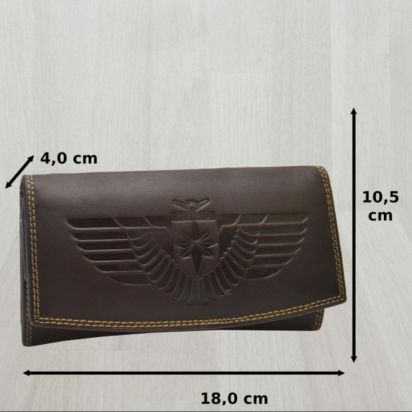 RFID Schutz Große Leder Damen Brieftasche Vintage mit Adler Motiv Biker Geldbörse
